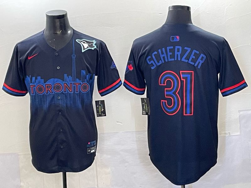 Men 2025 Toronto Blue Jays #31 Scherzer Black Joint Name Nike MLB Jersey 08->toronto blue jays->MLB Jersey